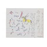 Ca. 1871 Western Union Page w/ Indian Ledger Art