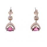 GGA Rhodolite Garnet & Diamond 14K Gold Earrings