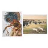 Karl Bodmer & George Catlin Color Tinted Etchings