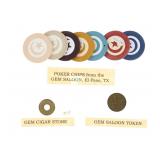 Gem Saloon, El Paso, Texas Gambling Chips & Tokens