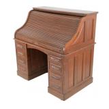 Ca. 1880-1890 Quarter Sawn Oak Roll Top Desk