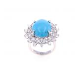 GGA 7.72 CTW Turquoise, Diamond & 14K Gold Ring