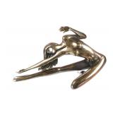 T. Bennett Nude Woman Stretching Bronze Sculpture