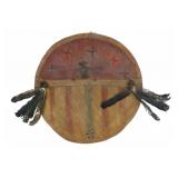 Medicine Crow Figure Polychrome Painted Shield