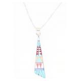 Navajo Sterling Multi-Stone Inlay Pendant Necklace