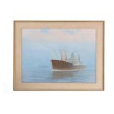 Robert D. Coe (1903-87) Pilot Aboard Oil On Canvas