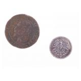 Tombstone Found 19th C. European Coin Pair