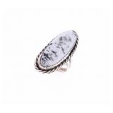 Navajo G. Perry Sterling & White Buffalo Ring