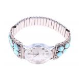 Navajo Silver & Cripple Creek Turquoise Watchband
