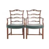 Chippendale Style Ribbon Back Dining Chairs (2)
