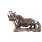 Large Early African Stone Carved Rhino Sculpture