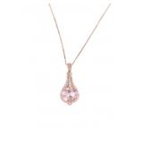 Morganite, Diamonds & 14k Gold Pendant Necklace