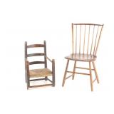 19th C. Birdcage Windsor & Ladder Back Chairs