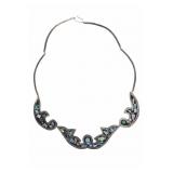 Mexican Alpaca Silver & Abalone Segmented Necklace