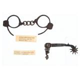 Tombstone Courthouse Handcuffs & Buermann Spur