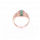 Elegant Emerald Diamond & 14K Gold Ring
