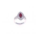 Rare Burmese Ruby, Diamond & Platinum Ring