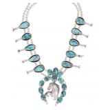 STUNNING Navajo Number 8 Turquoise Squash Blossom