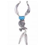 Navajo Soaring Eagle Turquoise Silver Necklace