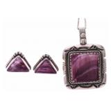 Navajo Spiny Purple Oyster Jewelry Set by A.Arthur