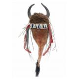 Kiowa Buffalo Horn Beaded Bonnet Headdress