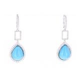 GGA 11.30 CTW Turquoise, Diamond & Gold Earrings