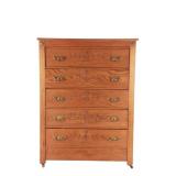 Ca. 1900 Eastlake Quarter-Sawn Oak Highboy Dresser