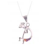 Navajo Silver Multistone Kokopelli Necklace