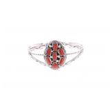 Navajo M. Chee Sterling Branch Coral Bracelet