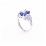 RARE Sri Lanka Blue Sapphire & Diamond Ring