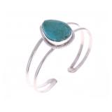 Navajo Cripple Creek Turquoise Cuff - Signed