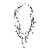 Guatemalan Silver & Jet Catholic Charm Necklace