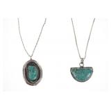 Navajo Sterling Silver #8 Turquoise Necklace Pair