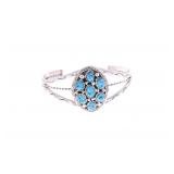 Navajo M. Chee Sterling & Turquoise Cuff Bracelet