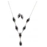 Navajo Sterling & Jet Black Earrings & Necklace