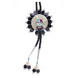 Zuni Pauline Lonjose Sterling Inlay Sunface Bolo