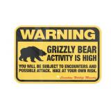 Grizzly Bear Warning Sign from Canada