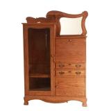 Victorian Era Oak Side by Side Mirror Writing Desk