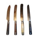 19th-C. American Indian Pewter Inlaid Knives (4)