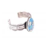 Classic Navajo Bracelet Morenci Turquoise - Signed