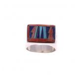 Vintage Zuni Lightning Multi-Stone Inlay Ring