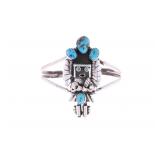 Navajo Sterling Silver Turquoise Kachina Bracelet