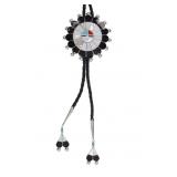 Zuni P. Lonjose Inlaid Sunface Multistone Bolo Tie