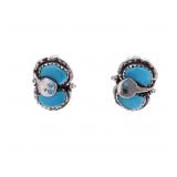 Zuni Effie C. Sterling & Turquoise Snake Earrings