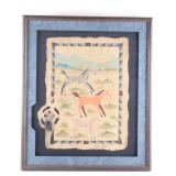 Sioux Ledger Art Buffalo Hide Painted by C.G. Hunt