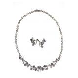 Antique Costume Silver Amethyst Jewelry Set