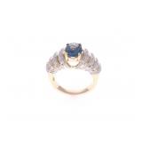 Blue Spinel & VS2 Diamond 14k Two Tone Gold Ring