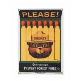 Smokey Bear U.S. Forest Service Porcelain Sign