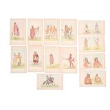 Hand Tinted George Catlin Native Etchings (13)