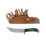 Old Smoky Malachite Inlaid Curved Fighting Knife